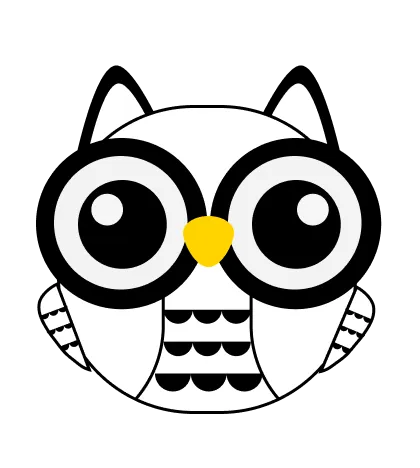 A black and white cartoon animal face on a one animal, one color tile